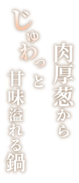 肉厚葱からジュワっと甘味溢れる鍋